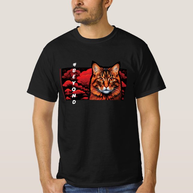 Calm Cat Face, Minimalist Aesthetics T-Shirt (Vorderseite)