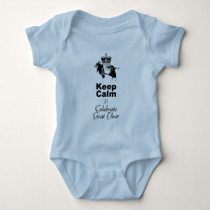 Calm Celebrate Goat Year Blue Bodysuit behalten Baby Strampler