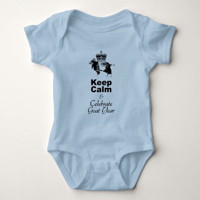 Calm Celebrate Goat Year Blue Bodysuit behalten Baby Strampler (Vorderseite)