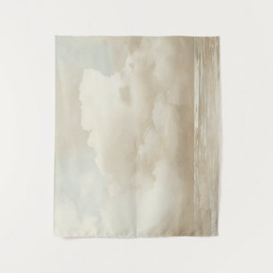 Calm Clouds - Neutrals, Blau, Beige - Minimalistis Wandteppich
