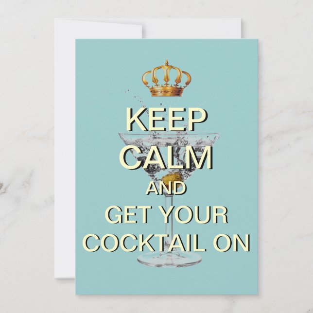  Calm Cocktail Party Custom Invitation (blau) Einladung (Vorderseite)