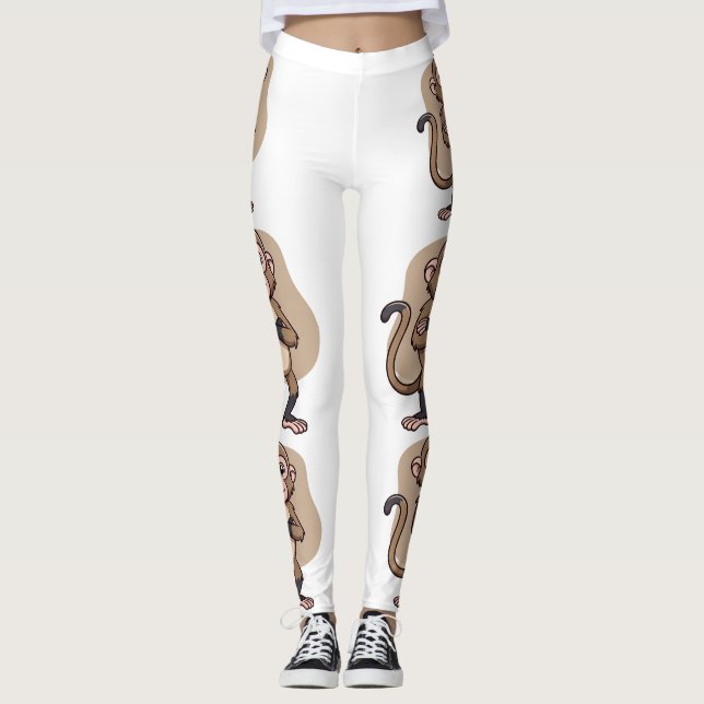Calm Confidence Monkey – Minimalistische Lifestyle Leggings (Vorderseite)