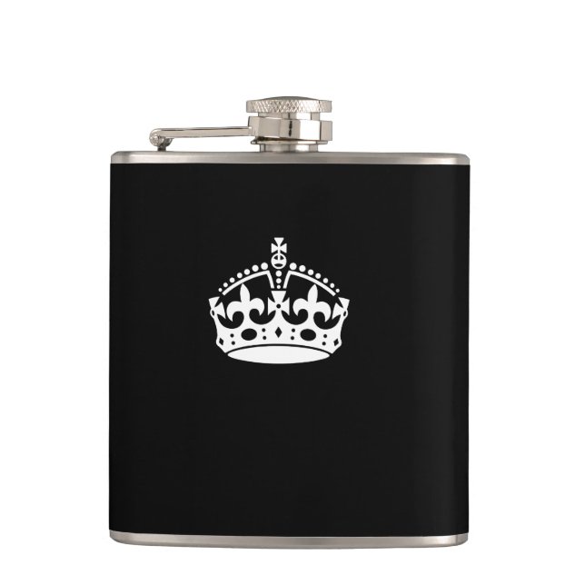 Calm Crown auf Solid Black behalten Flachmann (Vorderseite)