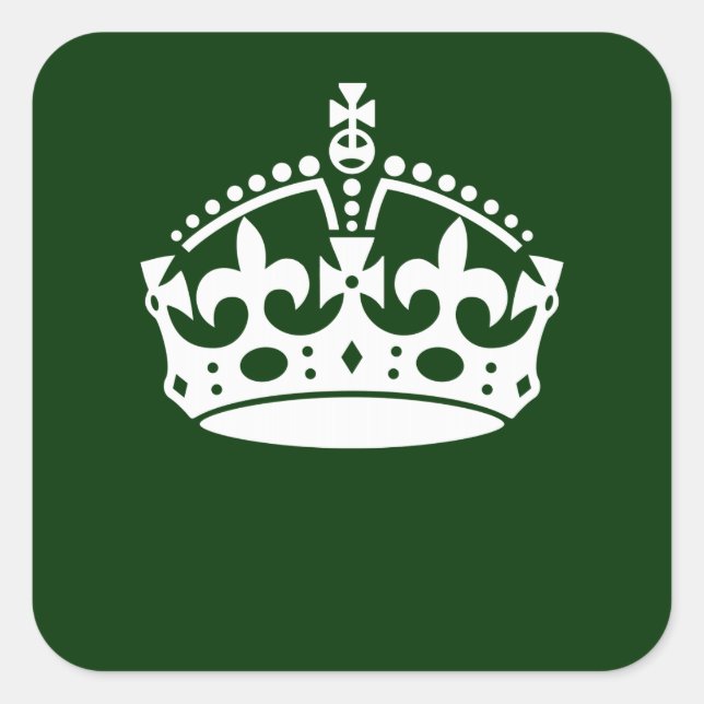 CALM CROWN behalten auf Forest Green anpassen Quadratischer Aufkleber (Vorderseite)