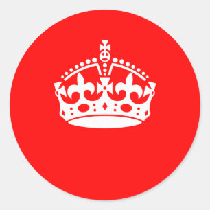CALM CROWN behalten auf roter Dekoration Runder Aufkleber