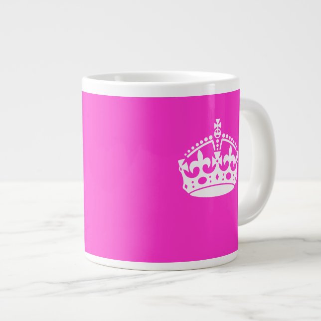 CALM CROWN Royal Icon auf Pink behalten Anpassen Jumbo-Tasse (Vorderseite Rechts)