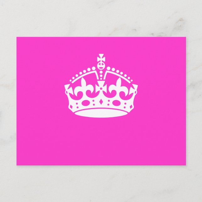 CALM CROWN Royal Icon auf Pink behalten Anpassen Postkarte (Vorderseite)