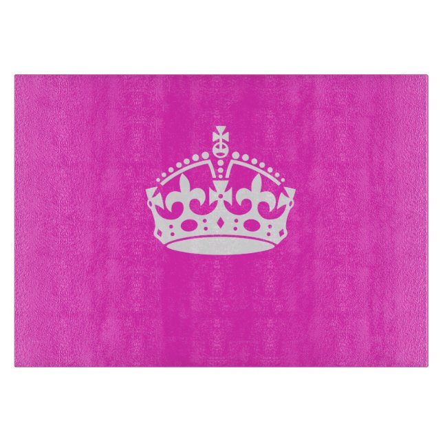 CALM CROWN Royal Icon auf Pink behalten Anpassen Schneidebrett (Vorderseite)