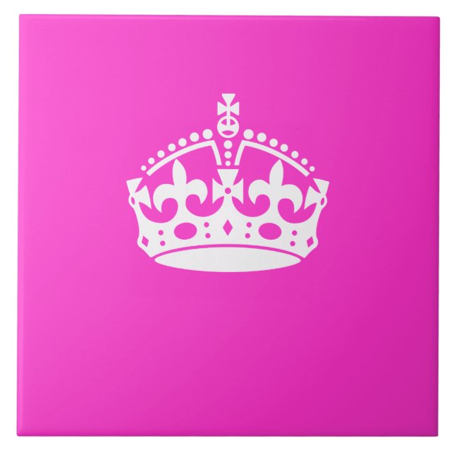 CALM-CROWN-Symbol auf Hot-Pink-Dekoration behalten Fliese (Vorderseite)