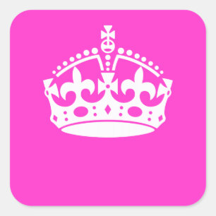 CALM-CROWN-Symbol auf Hot-Pink-Dekoration behalten Quadratischer Aufkleber
