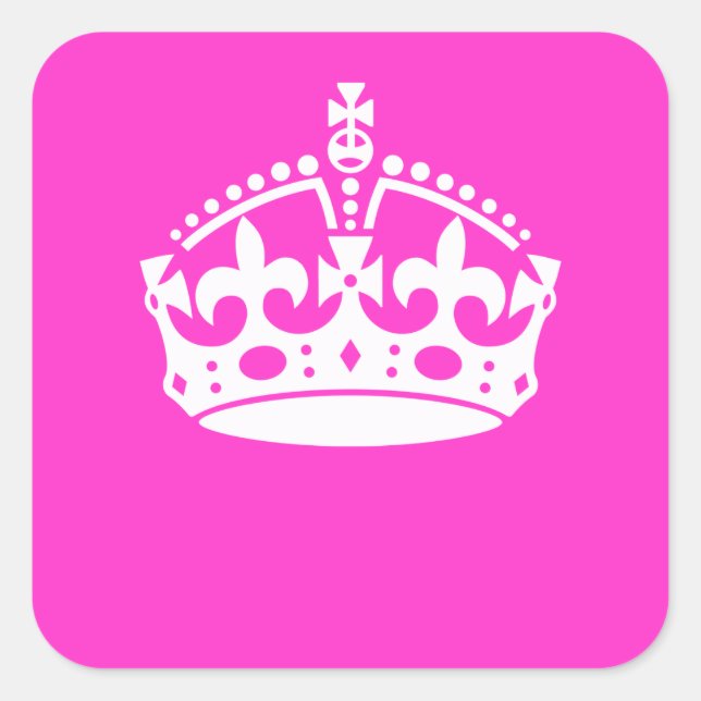 CALM-CROWN-Symbol auf Hot-Pink-Dekoration behalten Quadratischer Aufkleber (Vorderseite)