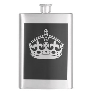 CALM-CROWN-Symbol auf Schwarz behalten Flachmann