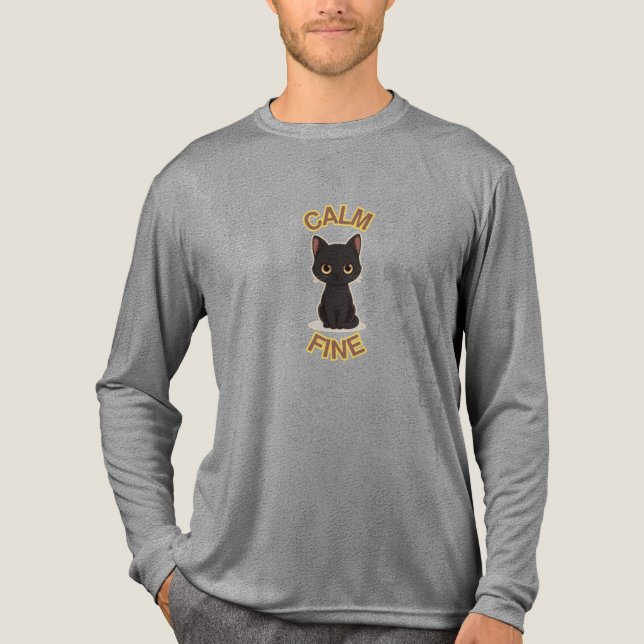 **Calm Fine Cat – Black & Gold Minimal Cat Art** Tri-Blend Shirt (Vorderseite)