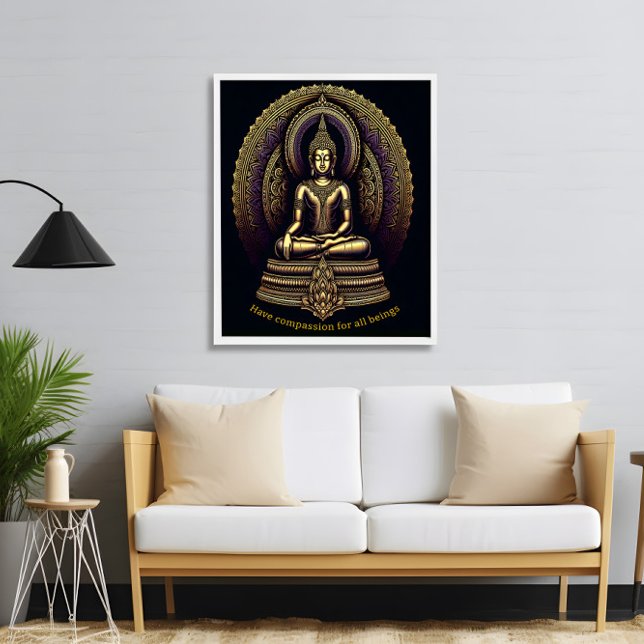 Calm gold Buddha in Meditation, Poster (Von Creator hochgeladen)