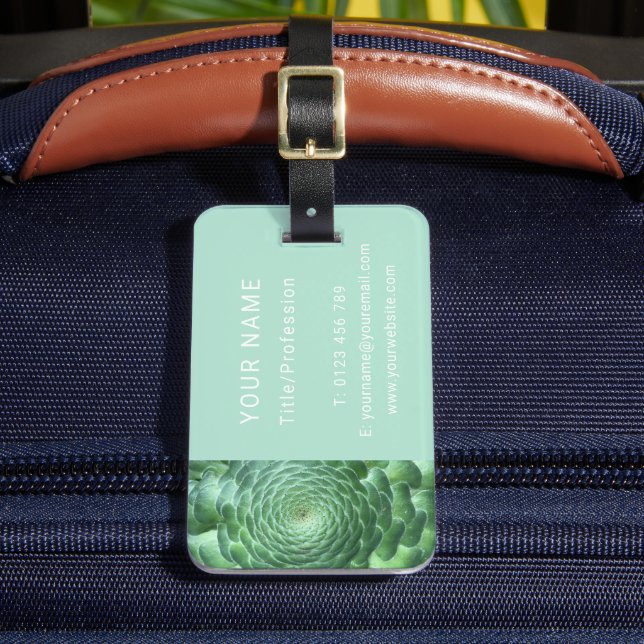 Calm Green sukkulente Pflanze Gepäckanhänger (Vorderseite Insitu 2)