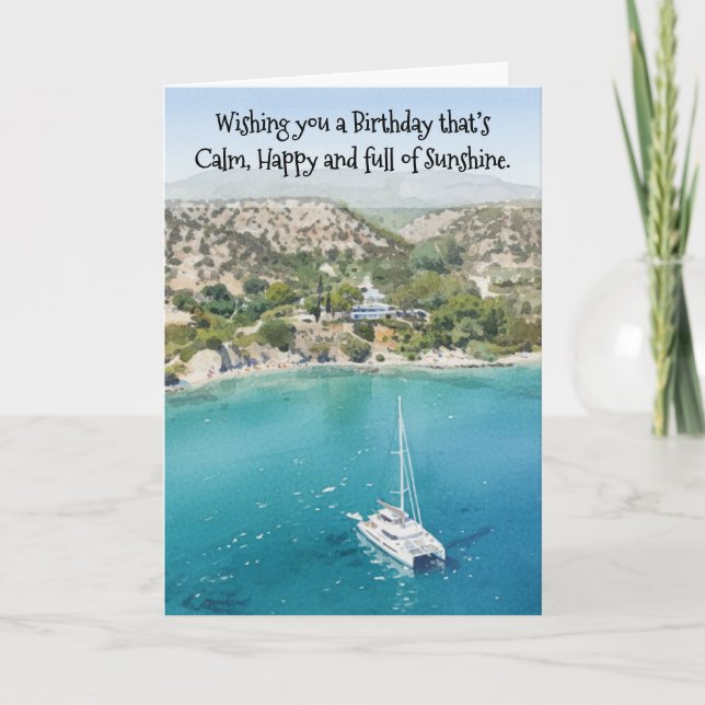 Calm, Happy and full of Sunshine Birthday Card Karte (Vorderseite)