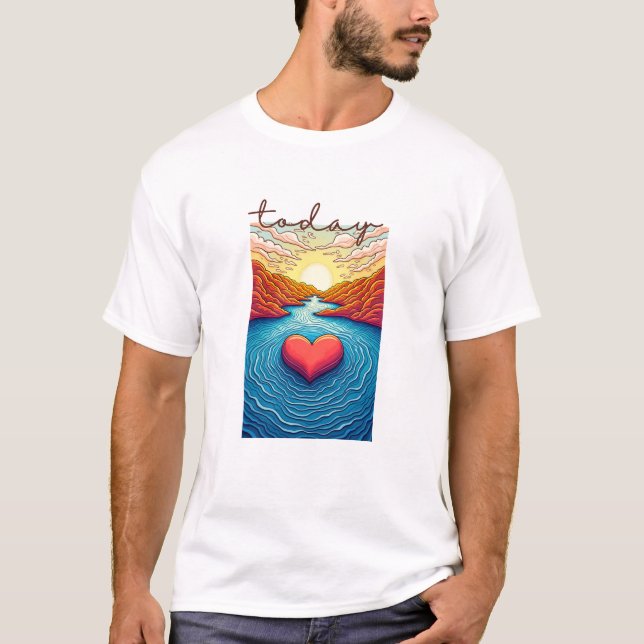 Calm Horizon Valley Line Art T-Shirt (Vorderseite)