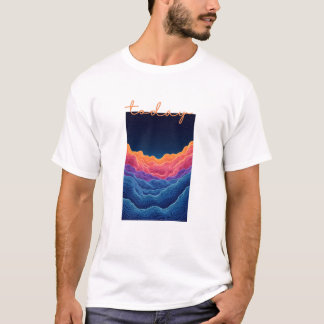 Calm Horizon Valley Line Art T-Shirt