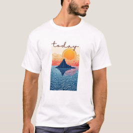 Calm Horizon Valley Line Art T-Shirt