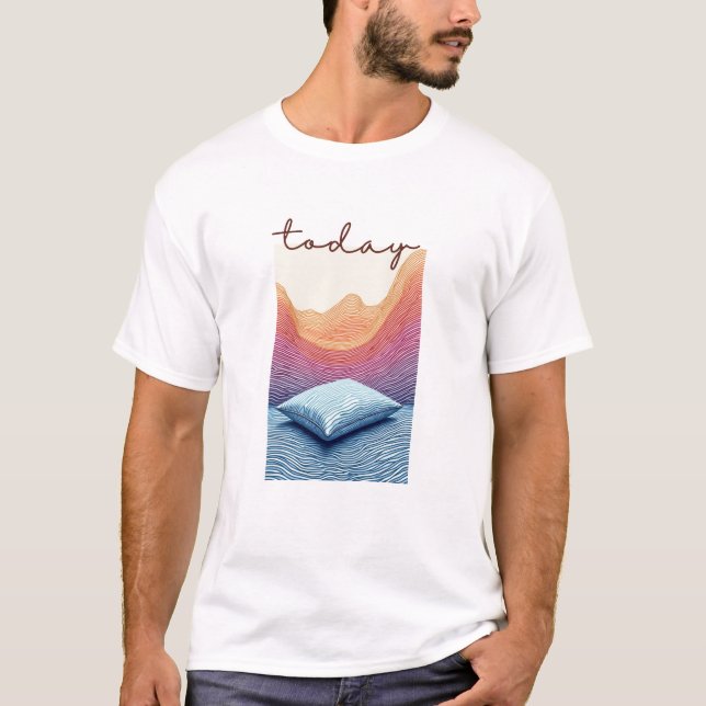Calm Horizon Valley Line Art T-Shirt (Vorderseite)