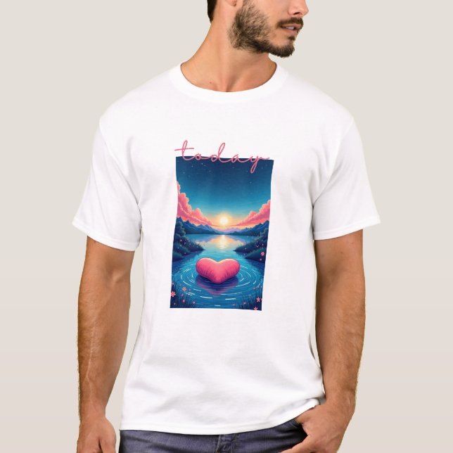 Calm Horizon Valley Line Art T-Shirt (Vorderseite)