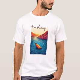 Calm Horizon Valley Line Art T-Shirt