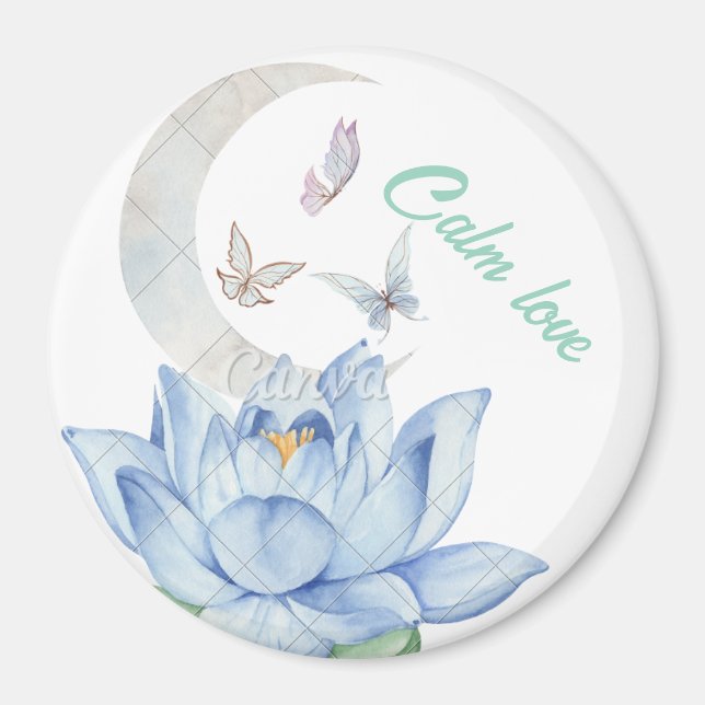 "Calm Liebe" Lotus & Butterfly Wedding Magnet (Vorne)