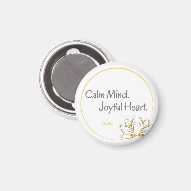 Calm Mind Joyful Heart Buddha Zitat Magnet (Vorderseite/Rückseite)