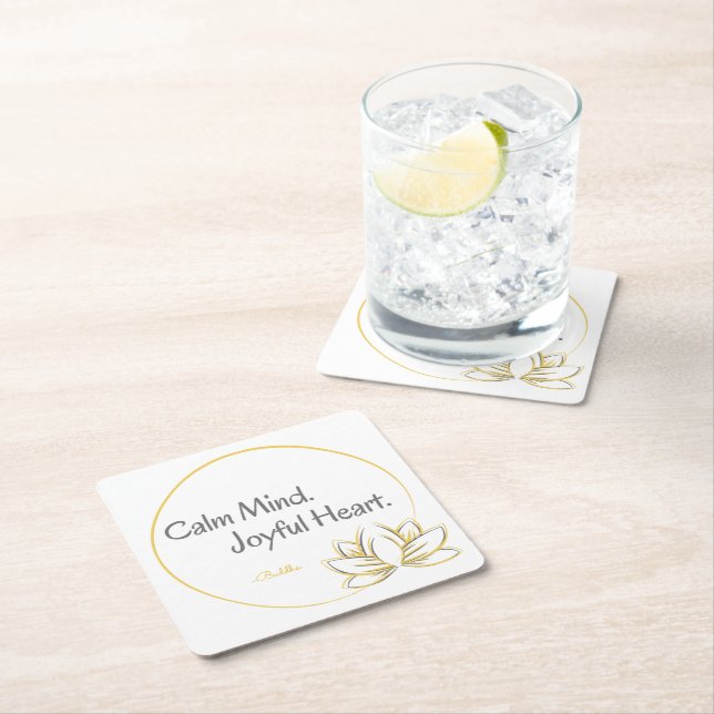 Calm Mind Joyful Heart Buddha Zitat Rechteckiger Pappuntersetzer (Vor Ort)
