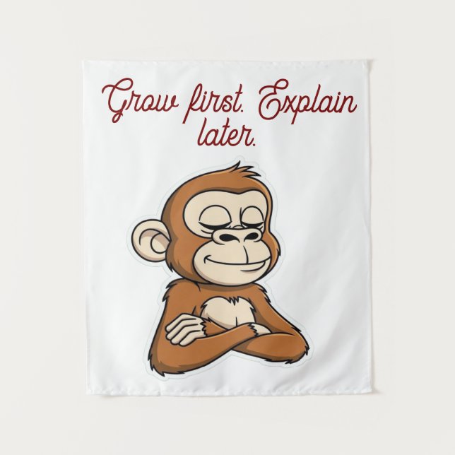 Calm Mind Monkey – Daily Balance  Tapestry Wandteppich (Vorderseite)