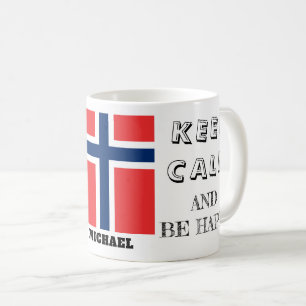 Calm mit norwegischer Flagge behalten Kaffeetasse