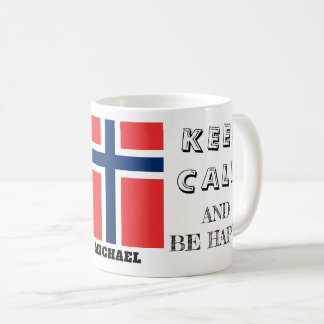 Calm mit norwegischer Flagge behalten Kaffeetasse