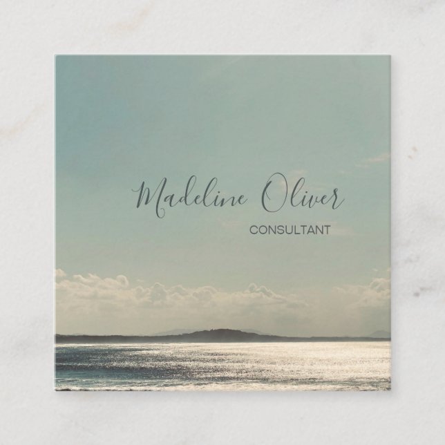Calm Ocean Sea Travel Moderne, stilvolle Beruflich Quadratische Visitenkarte (Vorderseite)