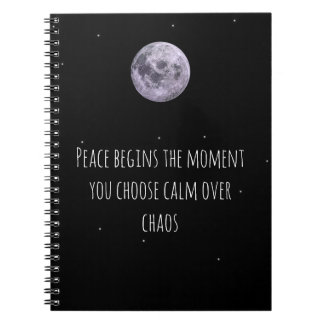 Calm Over Chaos Moon Notebook– Peace Quote Journal Notizblock