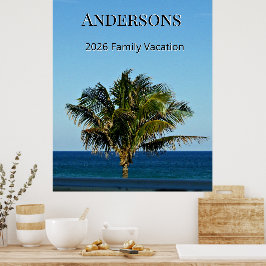 Calm Palm Seascape | Family Name & Trip Year Poster