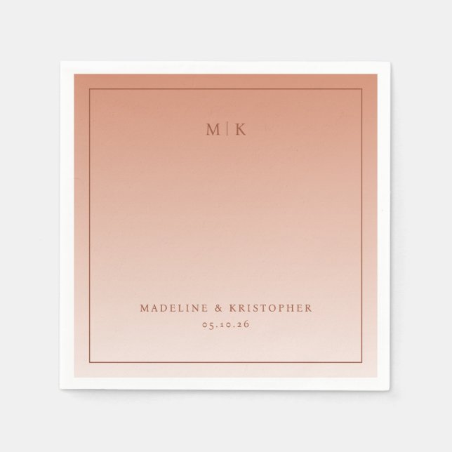 Calm Peach Minimalist Serviette (Vorderseite)