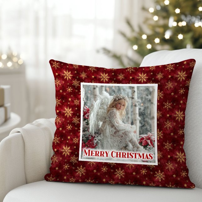 Calm Red Gold Angel Cozy Christmas Gift Pillow Kissen (Calm Red Gold Angel Cozy Christmas Gift Pillow)