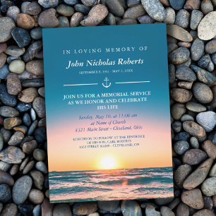 Calm Sunset Anchor Nautical Memorial Service Invi Einladung