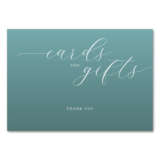 Calm Teal Minimalist Gratitude Sign Tischnummer (Vorderseite)