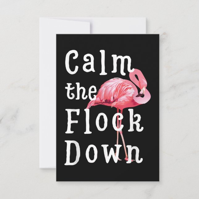 Calm The Flock Down Flamingo Funny Dankeskarte (Vorderseite)