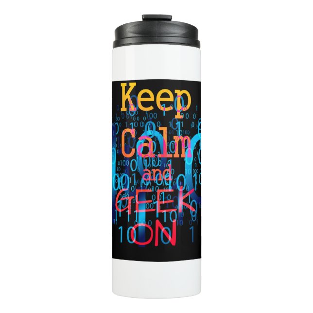 Calm und Geek auf Binärkode behalten Thermosbecher (Vorderseite)