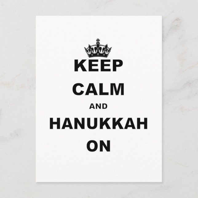 CALM UND HANUKKAH behalten Feiertagspostkarte (Vorderseite)
