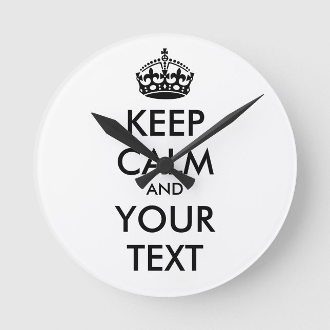 CALM und IHRER TEXT behalten - schwarz Runde Wanduhr (Vorderseite)