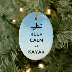 Calm und Kayak mit Namensdatum behalten Keramik Ornament