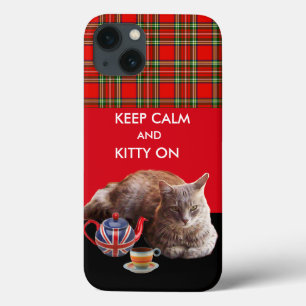 CALM UND KITTY behalten AUF "RED TARTAN CAT TEA"-P iPhone 13 Hülle
