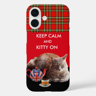 CALM UND KITTY behalten AUF "RED TARTAN CAT TEA"-P iPhone 16 Hülle