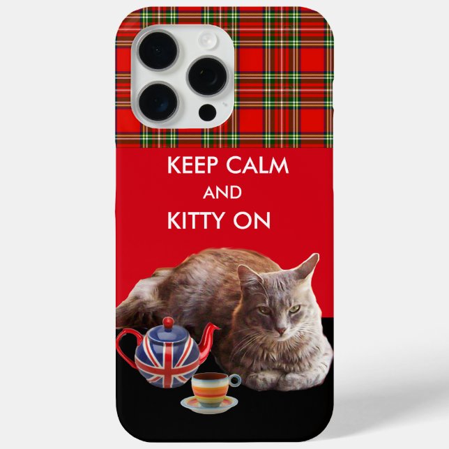 CALM UND KITTY behalten AUF "RED TARTAN CAT TEA"-P Case-Mate iPhone Hülle (Rückseite)