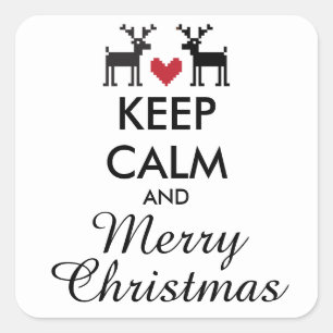 CALM UND KLEINE CHRISTMAS behalten - personalisier Quadratischer Aufkleber
