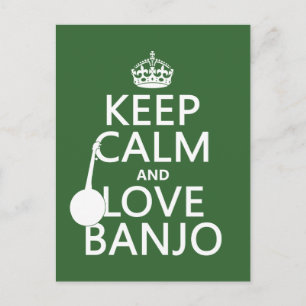 Calm und Liebe Banjo behalten (Hintergrundfarbe) Postkarte