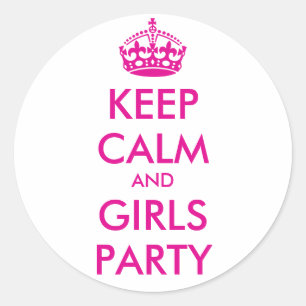 CALM- und MÄDCHEN-PARTY behalten - TEMPLATTEXT Runder Aufkleber